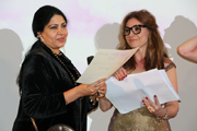 Big Applause to Sumathy Ram & Charles Leopardo winning Best Original Screenplay Award on stage Sumathy Ram